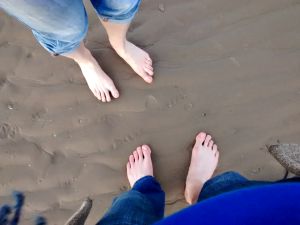 Barefoot on the Beach in Winter.