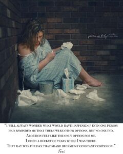 Woman devastated after an abortion.