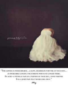 Abortion: Woman in a white dress kneeling in desparation.