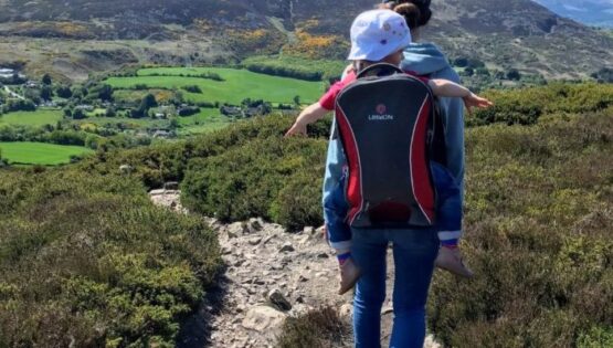 Wicklow Mountains with mother & child hiking.