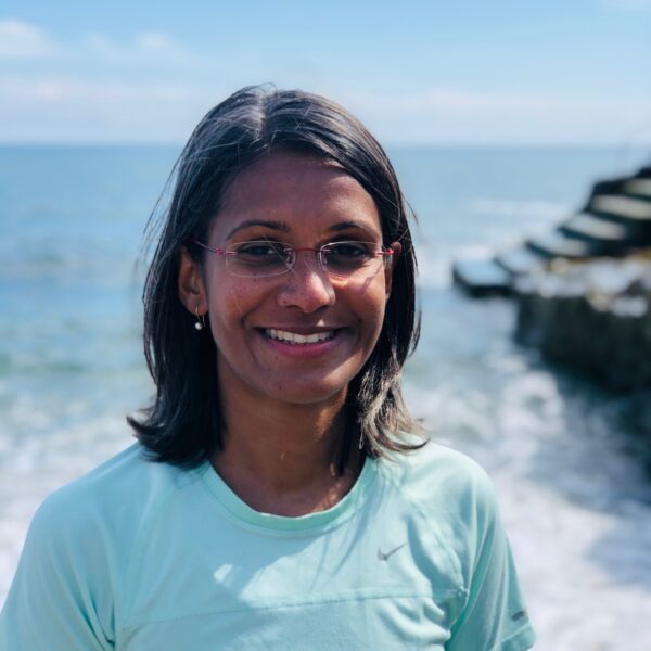 Farzana happy on Greystones Beach