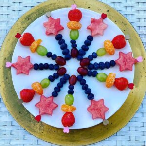 Esther's Fruit skewers for a kids party.