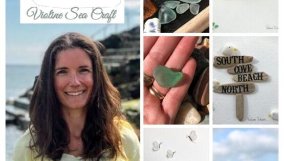 Violine Sea Craft with some of her pebble and glass work.