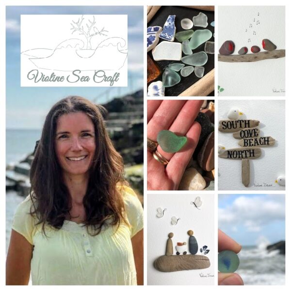 Violine Sea Craft with some of her pebble and glass work.