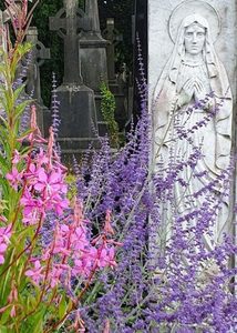 Celtic High Crosses & Mary Depiction at Glasnevin Cemetery, Dublin.